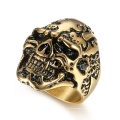 fashion custom silver plating stainless steel skull logo large size collectible souvenir rings